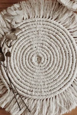 Discount Dear-Lover Boho Tassel Macrame Coaster 15cm Beige
