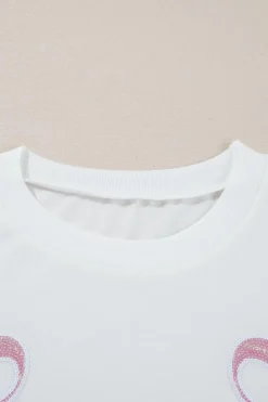 Best Dear-Lover Bow Valentine Drop Shoulder Loose Sweatshirt Beige