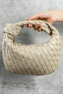 Best Dear-Lover Braided PU Leather Zipper Handbag Beige