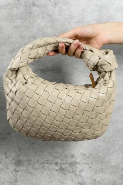 Best Dear-Lover Braided PU Leather Zipper Handbag Beige