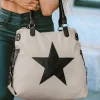 New Dear-Lover Casual Five-pointed Star Canvas Tote Bag Beige