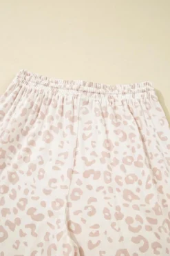 Hot Dear-Lover Cheetah V Neck Tee and Pants Lounge Set Beige