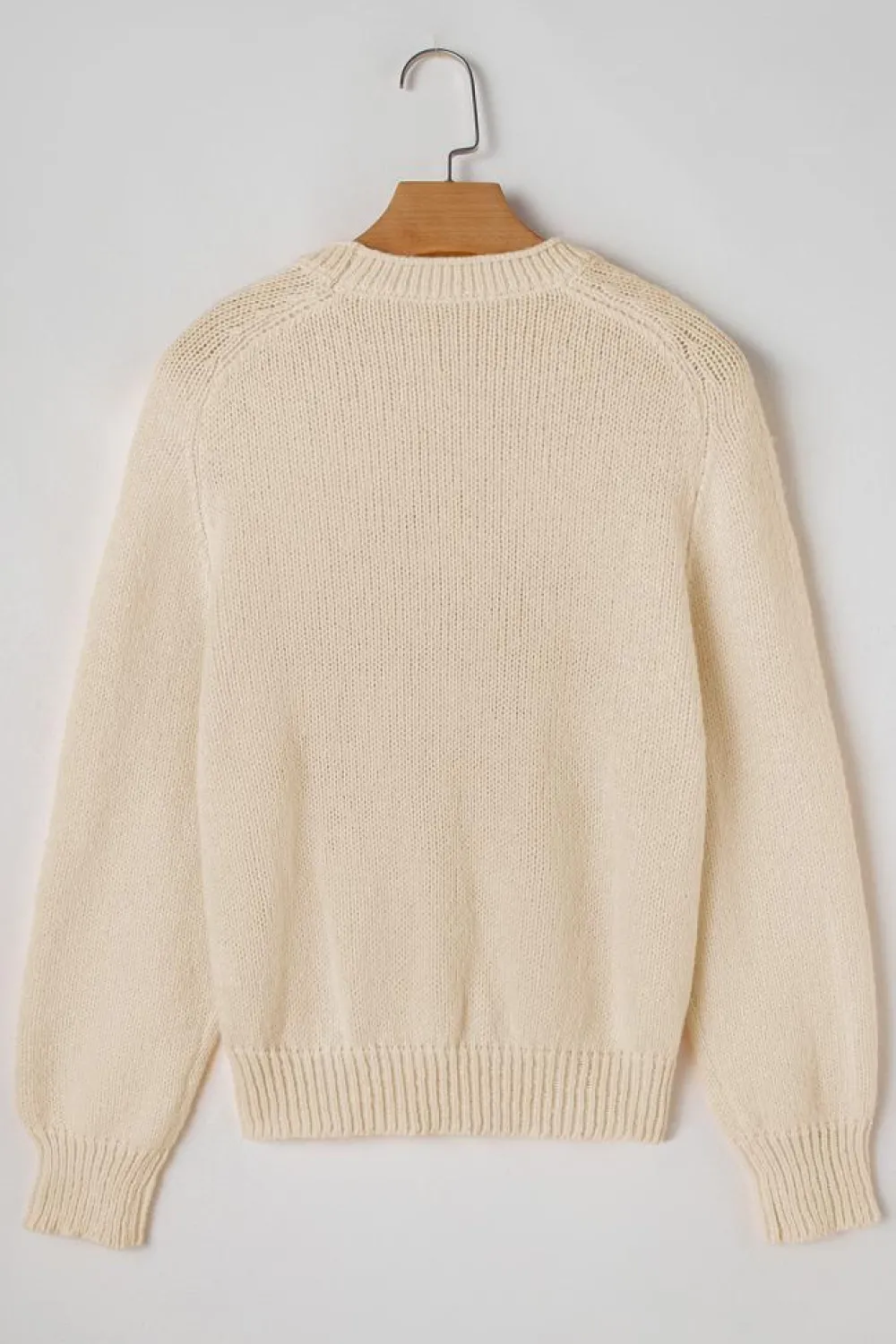 Clearance Dear-Lover Christmas Tree Pullover Graphic Sweater Beige