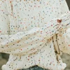 Hot Dear-Lover Colorful Confetti Dots Cable Knit Crew Neck Sweater Beige