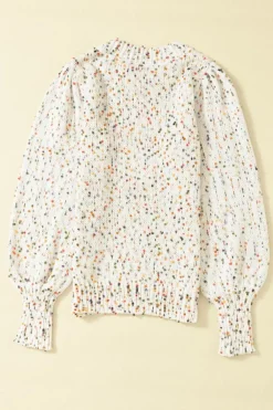 Hot Dear-Lover Colorful Confetti Dots Cable Knit Crew Neck Sweater Beige