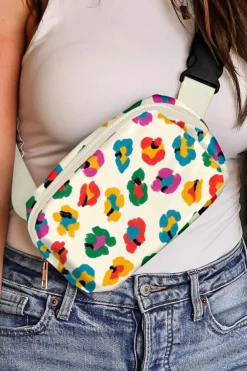 Outlet Dear-Lover Colorful Leopard Print Buckle Strap Crossbody Bag Beige