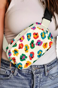 Outlet Dear-Lover Colorful Leopard Print Buckle Strap Crossbody Bag Beige