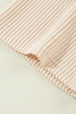 Sale Dear-Lover Corded Knit Pocketed Loose Fit T Shirt Beige