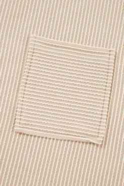 Sale Dear-Lover Corded Knit Pocketed Loose Fit T Shirt Beige