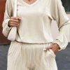 Outlet Dear-Lover Corded V Neck Slouchy Top Pocketed Shorts Set Beige