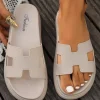Fashion Dear-Lover Cutout Design Open Toe Platform Slippers (Run Small, Size Up) Beige