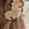 Clearance Dear-Lover 3D Flower Plastic Resin Hair Claw (Slight Color Variations) Beige