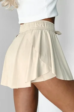 Online Dear-Lover Drawstring High Waist Lined Tennis Skorts Beige