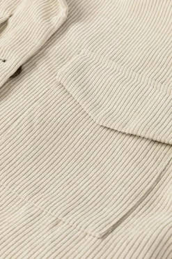 Best Dear-Lover Flap Pockets Buttoned Turn Down Collar Corduroy Shacket Beige