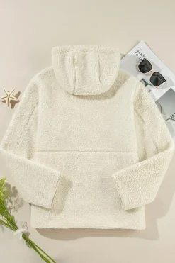 Outlet Dear-Lover Fleece Zip Up Drawstring Hooded Pocketed Jacket Beige