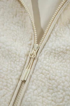 Outlet Dear-Lover Fleece Zip Up Drawstring Hooded Pocketed Jacket Beige