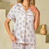 Outlet Dear-Lover Floret Printed Pajama Shorts Set Beige