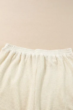 Online Dear-Lover Fringe Trim Textured Short Two Piece Set Beige