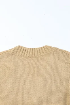 Sale Dear-Lover Front Pockets Buttons Textured Cardigan Beige