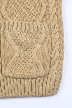 Sale Dear-Lover Front Pockets Buttons Textured Cardigan Beige