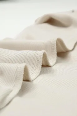 Discount Dear-Lover Lace Crochet V Neck Long Sleeve Top Beige