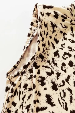 Discount Dear-Lover Leopard Print Boxy Fit Sleeveless Top Beige