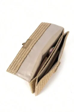 Fashion Dear-Lover Minimalist Braided Flap Chain Strap Shoulder Bag Beige