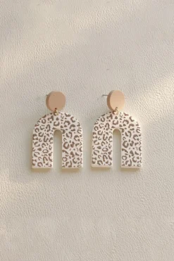Hot Dear-Lover Neutral Animal Print U Shaped Earrings Beige