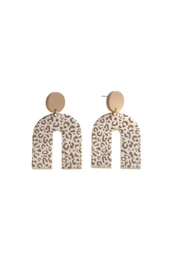 Hot Dear-Lover Neutral Animal Print U Shaped Earrings Beige