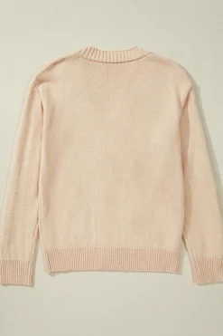 Sale Dear-Lover Open Knit Drop Shoulder Sweater Cardigan Beige