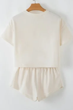 Online Dear-Lover 2pcs Cropped Tee and Ruffle High Waist Skort Set Beige