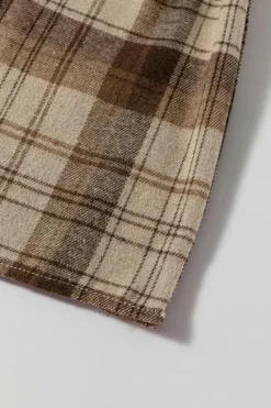Clearance Dear-Lover Plaid Patchwork High Waist Sweatshirt Mini Dress Beige