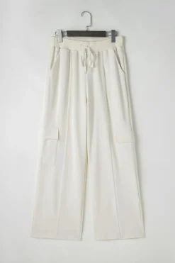 Best Dear-Lover Plain Cargo Pockets High Waist Casual Sweatpants Beige