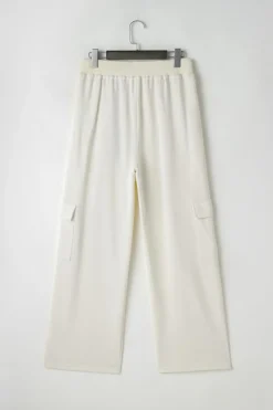 Best Dear-Lover Plain Cargo Pockets High Waist Casual Sweatpants Beige