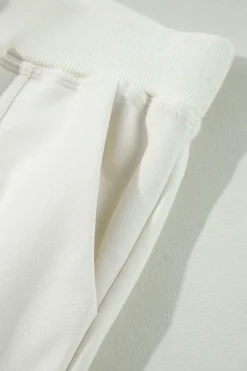 Best Dear-Lover Plain Cargo Pockets High Waist Casual Sweatpants Beige