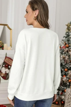 Best Dear-Lover Plain Crew Neck Pullover Sweatshirt Beige
