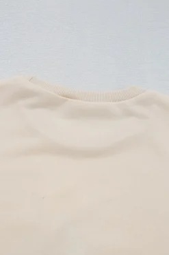 Clearance Dear-Lover Pom-Pom Christmas Tree Pattern O Neck Sweatshirt Beige
