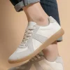 Hot Dear-Lover PU Leather Suede Patched Lace-up Flat Shoes Beige