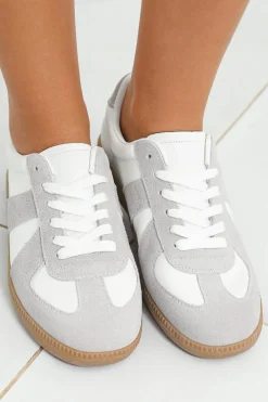 Hot Dear-Lover PU Leather Suede Patched Lace-up Flat Shoes Beige