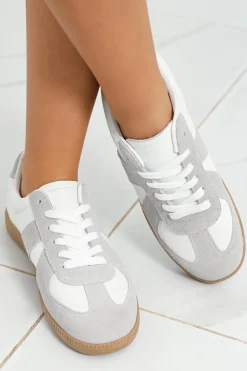 Hot Dear-Lover PU Leather Suede Patched Lace-up Flat Shoes Beige