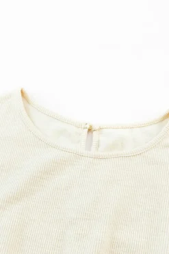 Outlet Dear-Lover Ribbed Elastic Waist Romper Beige