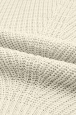 Fashion Dear-Lover Ribbed Knit V Neck Sweater Beige