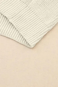 Fashion Dear-Lover Ribbed Knit V Neck Sweater Beige