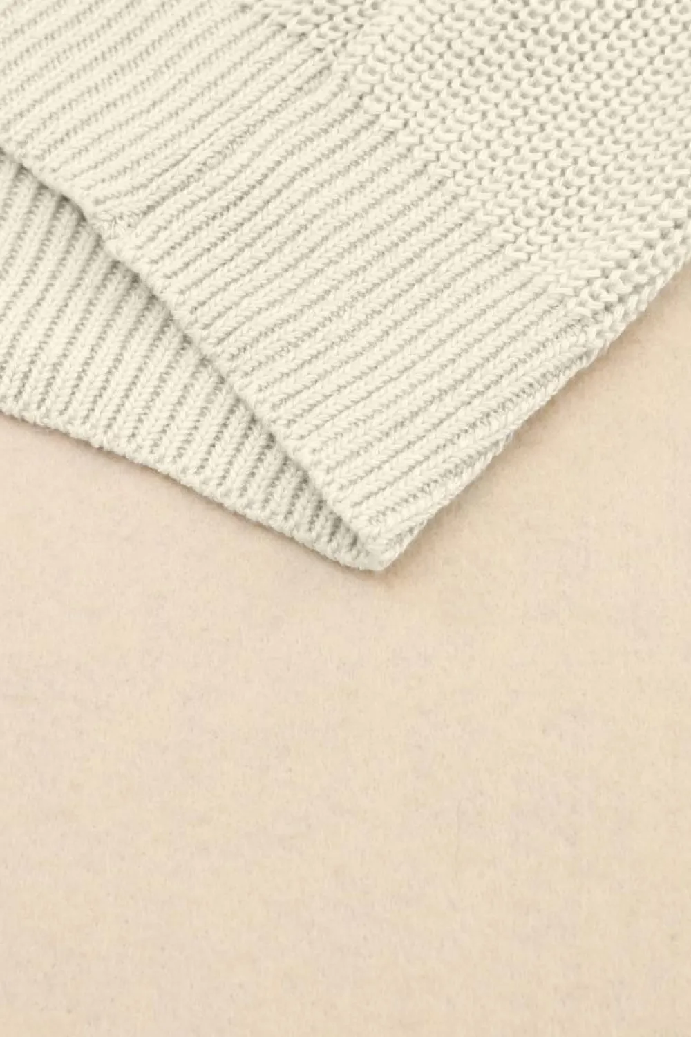 Fashion Dear-Lover Ribbed Knit V Neck Sweater Beige