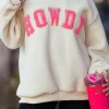 Best Dear-Lover Sherpa HOWDY Patched Pullover Sweatshirt Beige