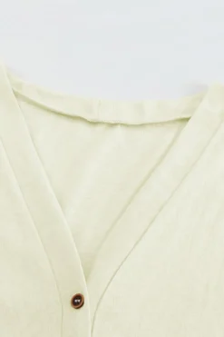 Best Dear-Lover Solid Color Open-Front Buttons Cardigan Beige