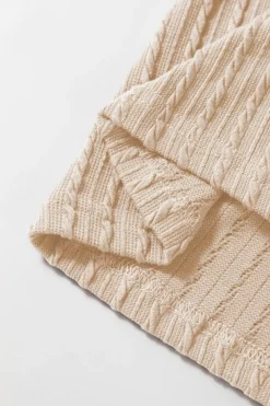 Best Dear-Lover Solid Color Textured Flutter Sleeve Top Beige