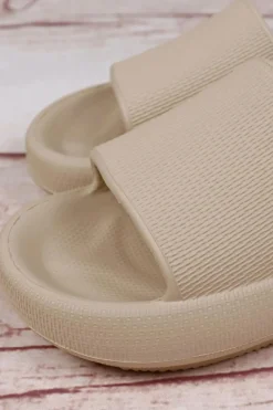 New Dear-Lover Solid Non-slip Wide Band Thick Sole Slippers Beige
