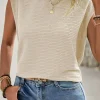 Hot Dear-Lover Solid Textured Batwing Sleeve Crew Neck T Shirt Beige