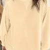 Outlet Dear-Lover Splicing Round Neck Pullover Sweatshirt Beige
